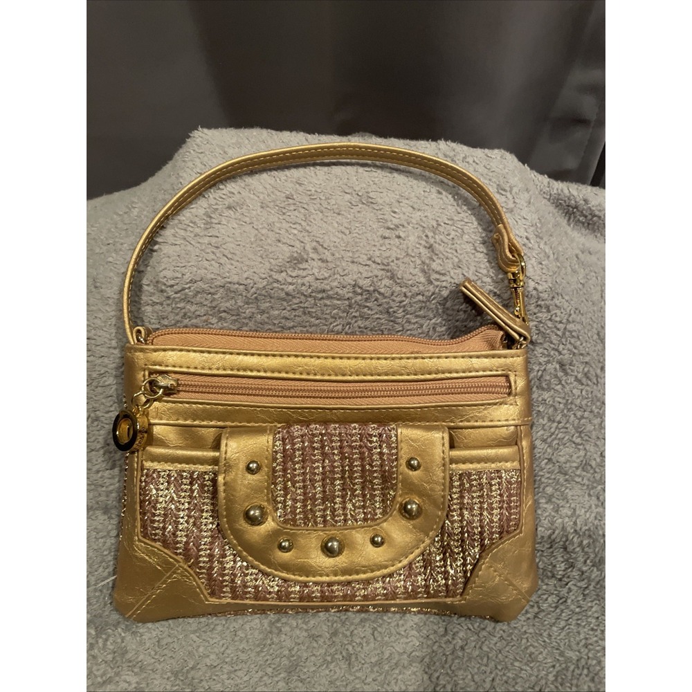 Style and Co. Gold Tone Evening Formal Modern Bag Short Handle